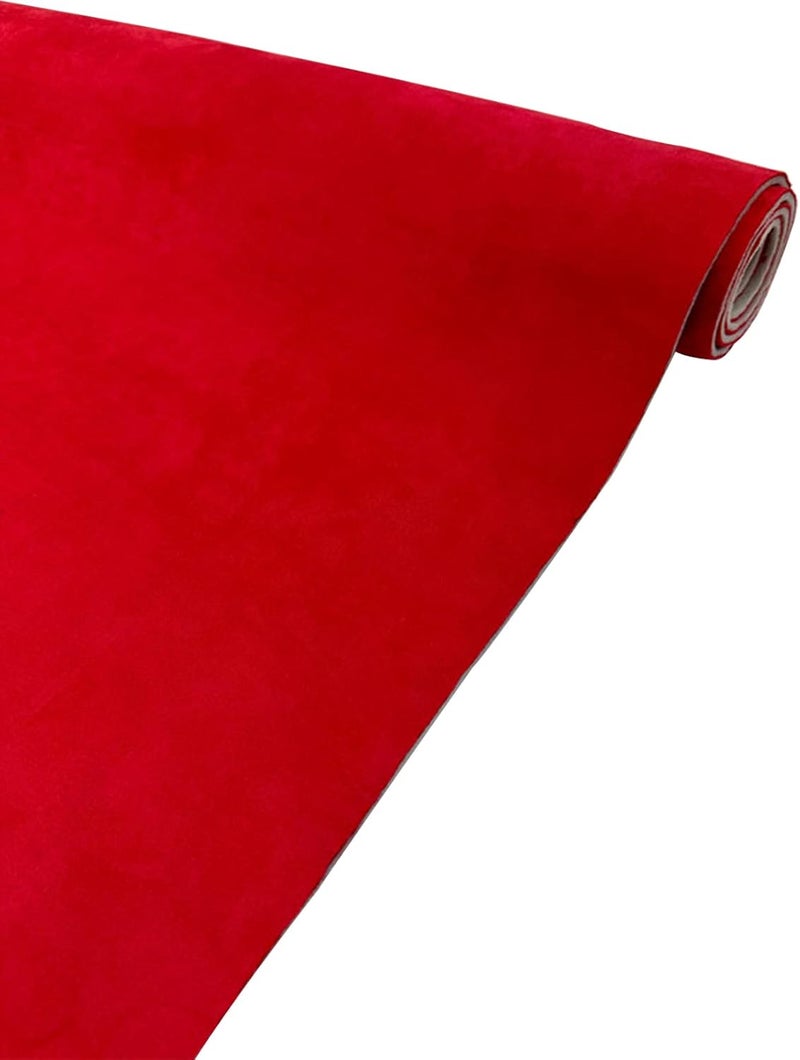 Teemall Red Suede Headliner Fabric with Foam Backing Automotive Roof Upholstery Headliner Fabric Craft Foam Backing for Car Replacement/Repair (60"×54") - Image 1